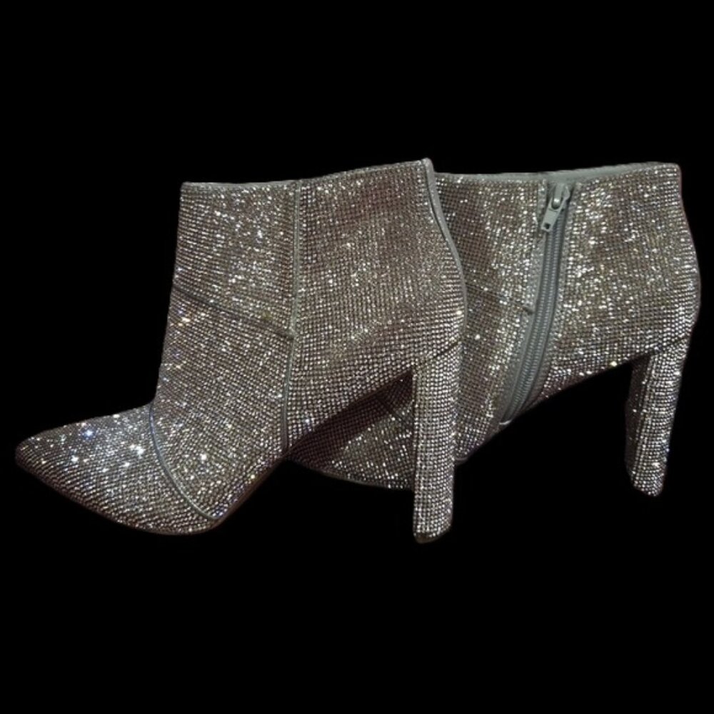 Steve Madden Rhinestone Sparkle Heel Ankle Boots Size 8.5